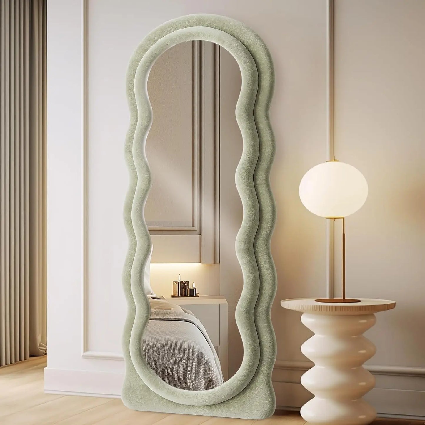 Guangbai Arched Wavy Full Body Mirror Flannel Frame