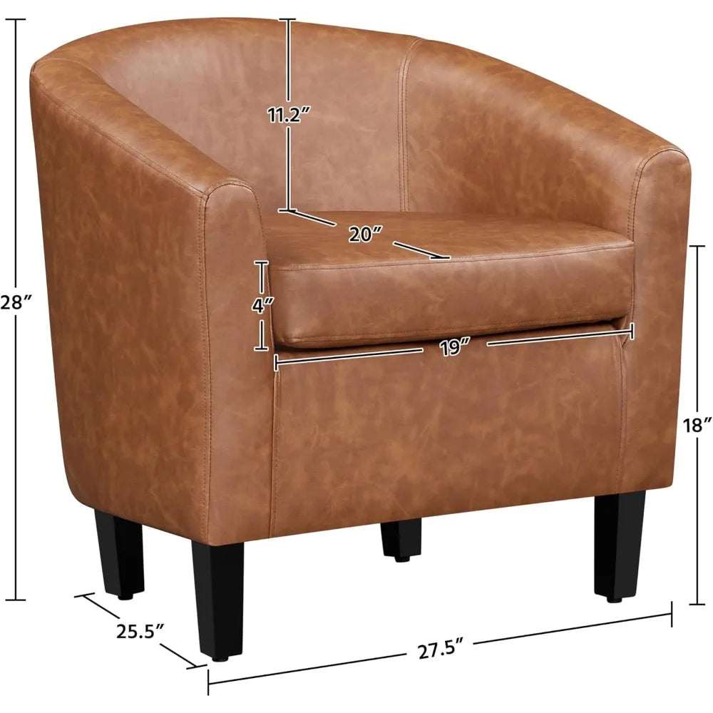RBXC Faux Leather Barrel Accent Chairs Modern Club Style