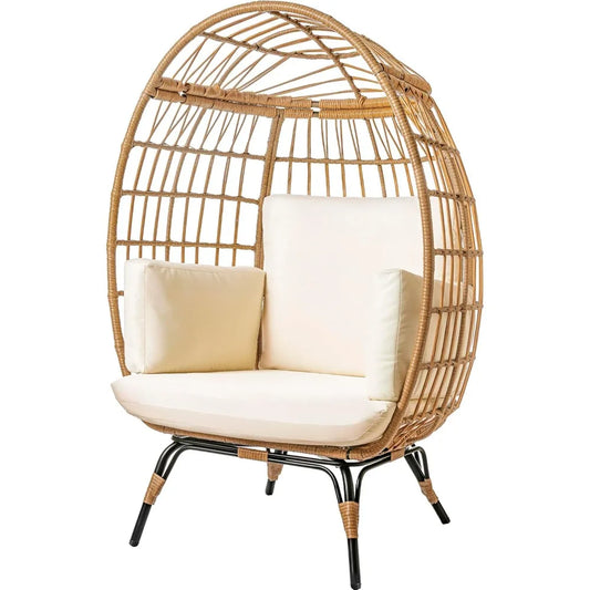 MKDK Wicker Egg Chair Outdoor Patio Rattan Lounge Chair
