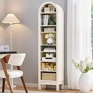 Arched 8 Shelf Bookcase With Storage Modern Farmhouse
