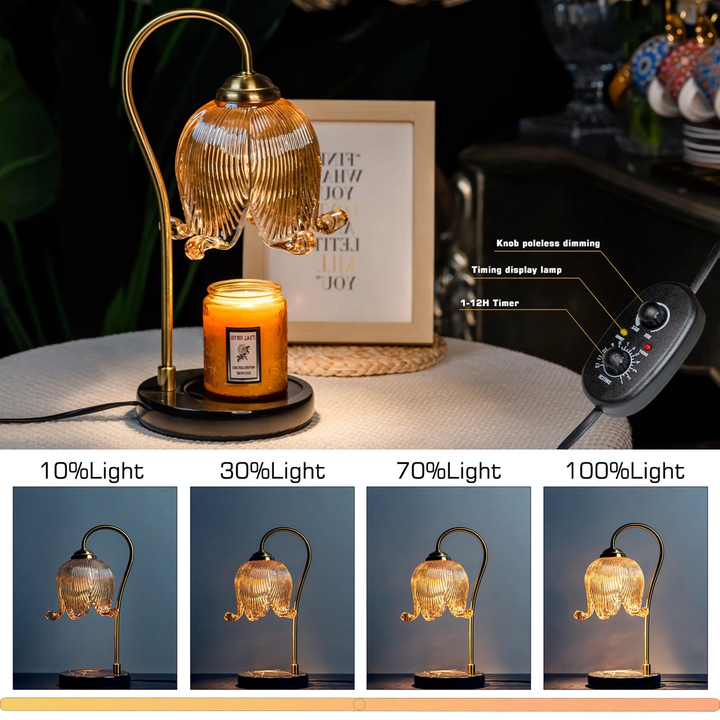 Tulip Flower Warm Candle Lamp French Retro Bedside Light