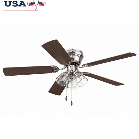 XMSJ Indoor Flush Mount Ceiling Fan With Light Kit Remote