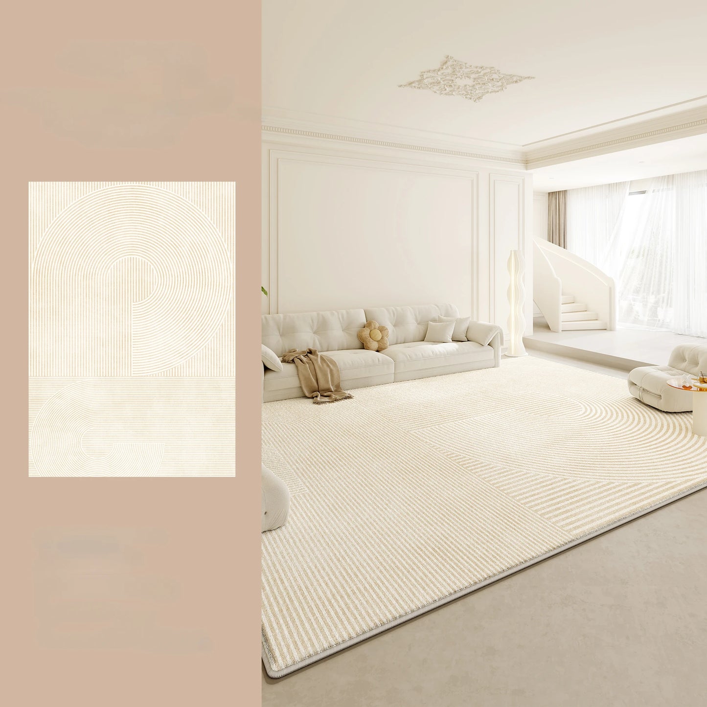 NONED Plush Wilton Area Rug For Living Room Soft Comfort