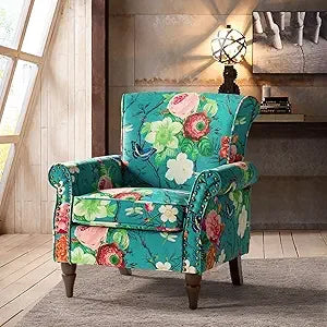 MKDK Modern Wingback Accent Chair Upholstered Armchair With Nailhead Trim