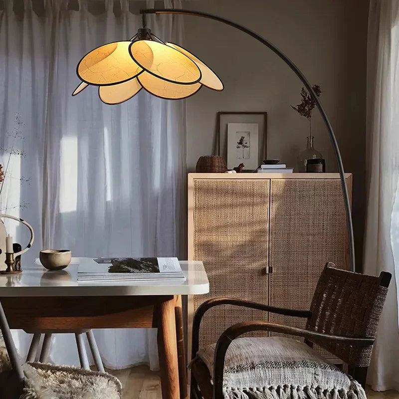 Rattan LED Floor Lamp With Nightlight For Living Room
