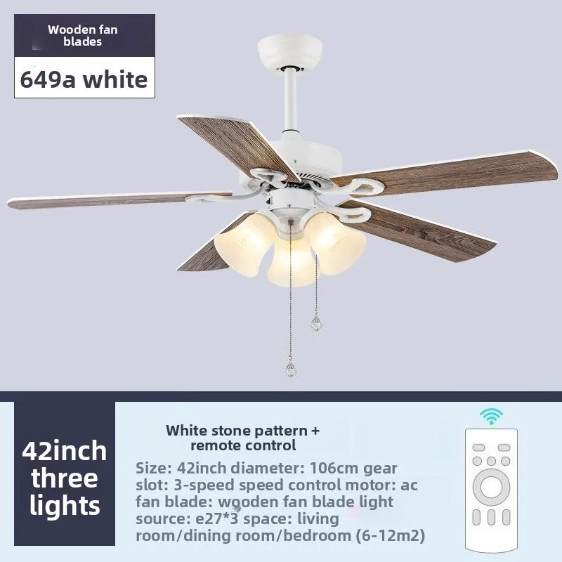 VITRUST Scandinavian Style Ceiling Fan Lamp With Tiffany Glass Shade