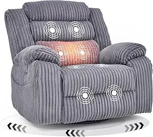 MKDK Power Swivel Rocker Recliner With Massage Heat USB Charging