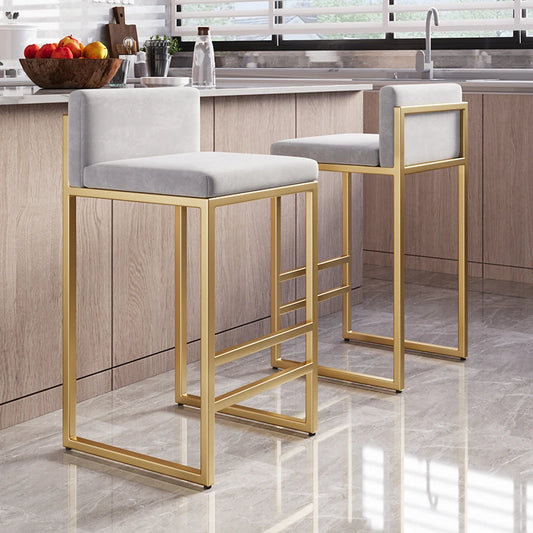 Modern Wrought Iron Counter Stool with Backrest