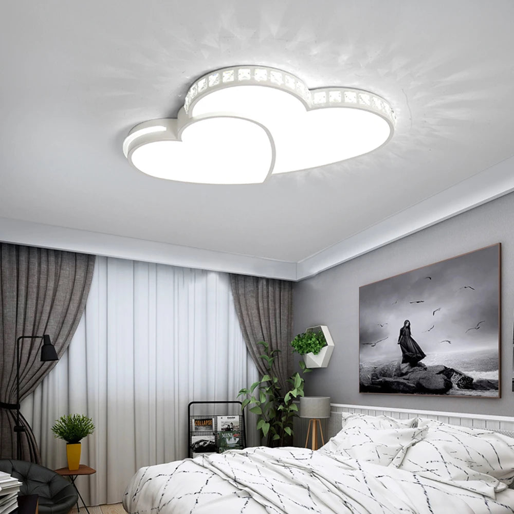 Modern Heart Shaped Crystal LED Flush Mount Ceiling Light
