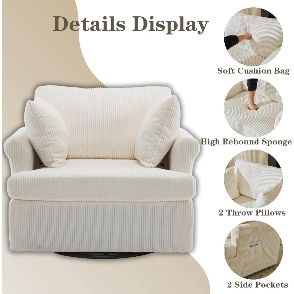 DAFIFY Oversized Swivel Barrel Accent Chair Upholstered Corduroy Armchair
