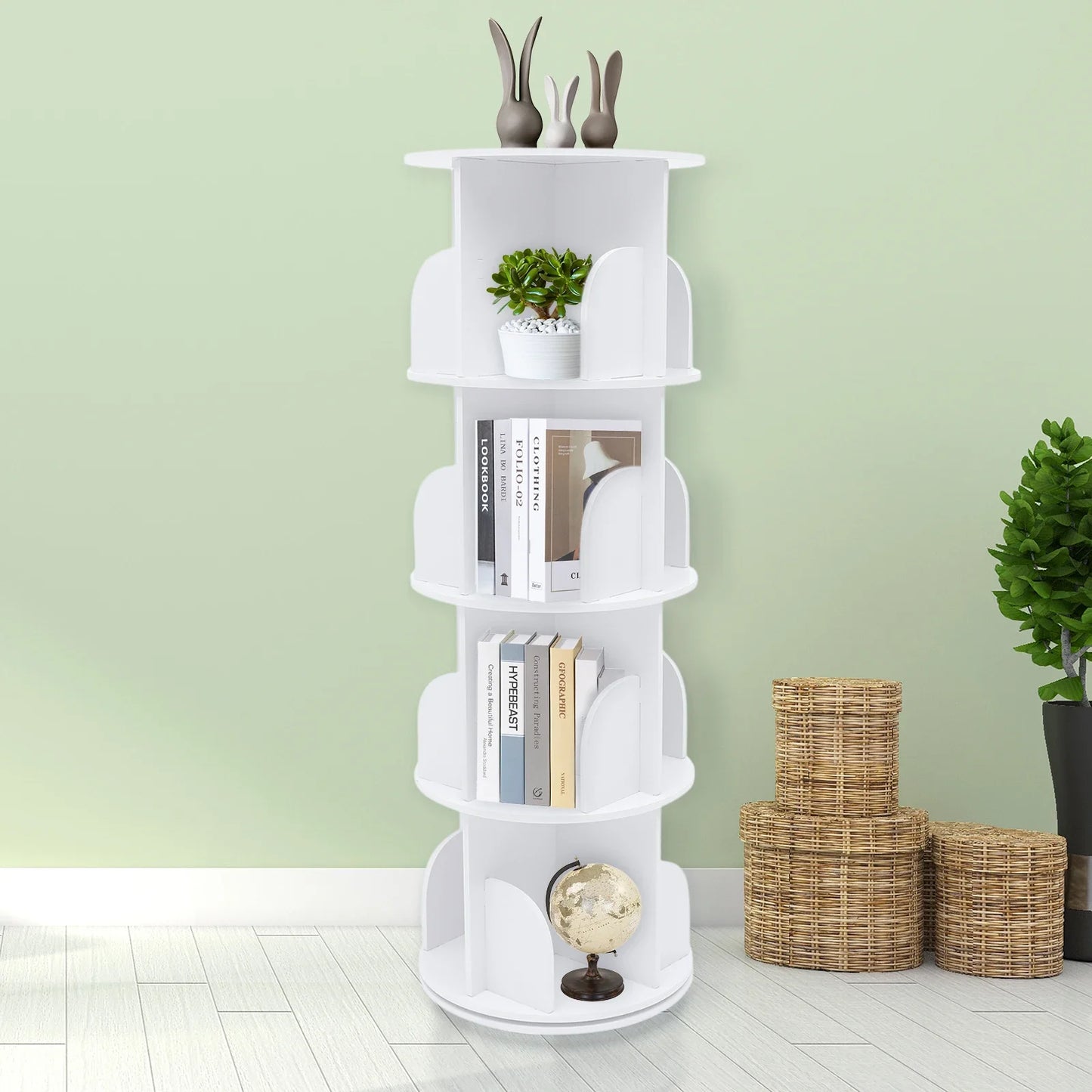 Durable 360 Degree Silent Rotating Corner Bookshelf Stand