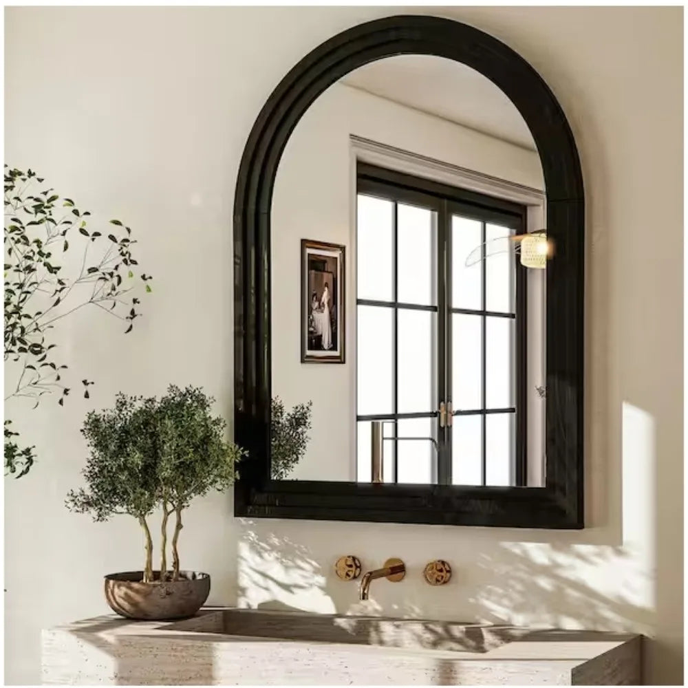 Hign-concerned Arched Mirror With Acacia Wood Frame