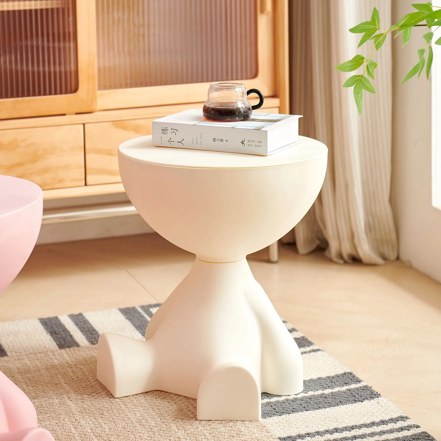 Wedyvko Round Matte Coffee Table With Storage Rack