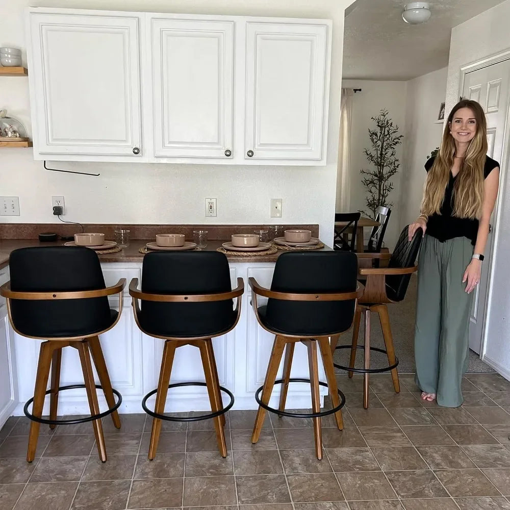 ANGDUO Bar Height Stools Set 2 Swivel Arched Back And Arms