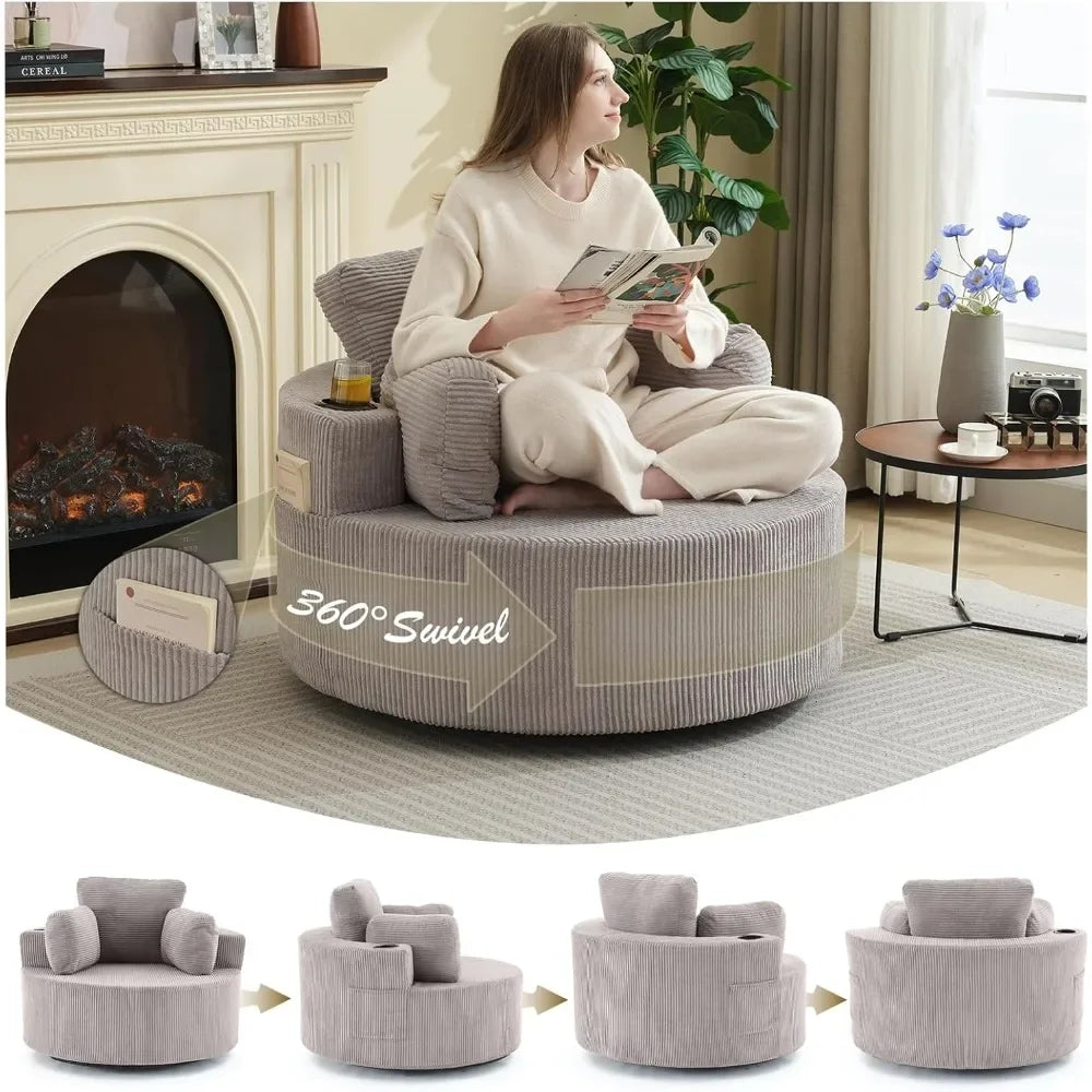 General Swivel Barrel Recliner Chair With Ottoman