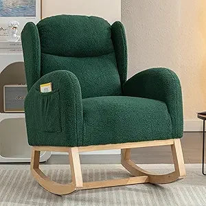 DAFIFY Teddy Rocking Glider Chair Upholstered Wingback