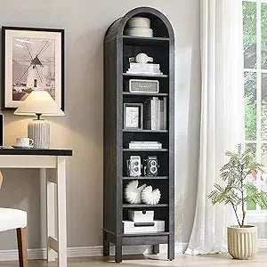 Arched 8 Shelf Bookcase With Storage Modern Farmhouse
