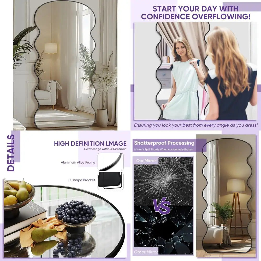 Freestanding Floor Mirror With Stand For Bedroom Decor