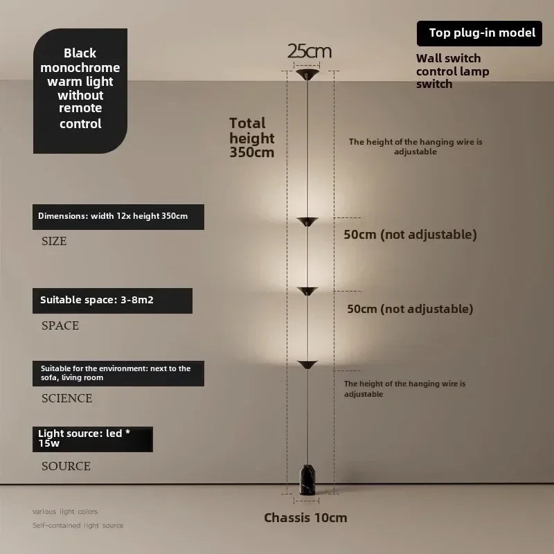 CCC 3 Heads Minimalist Floor Lamp for Living Room Hallway