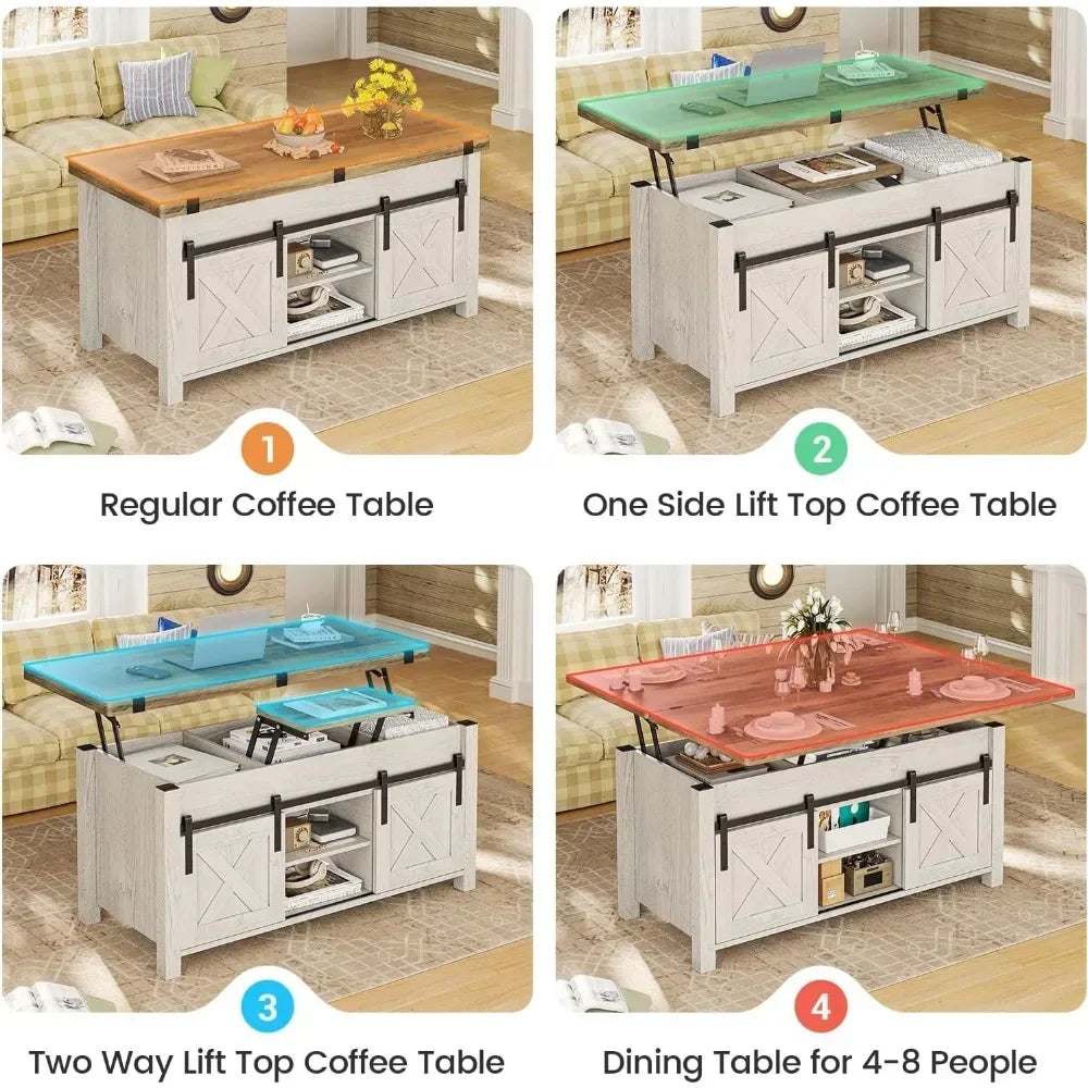 General Use Lift Top Coffee Table Hidden Compartment