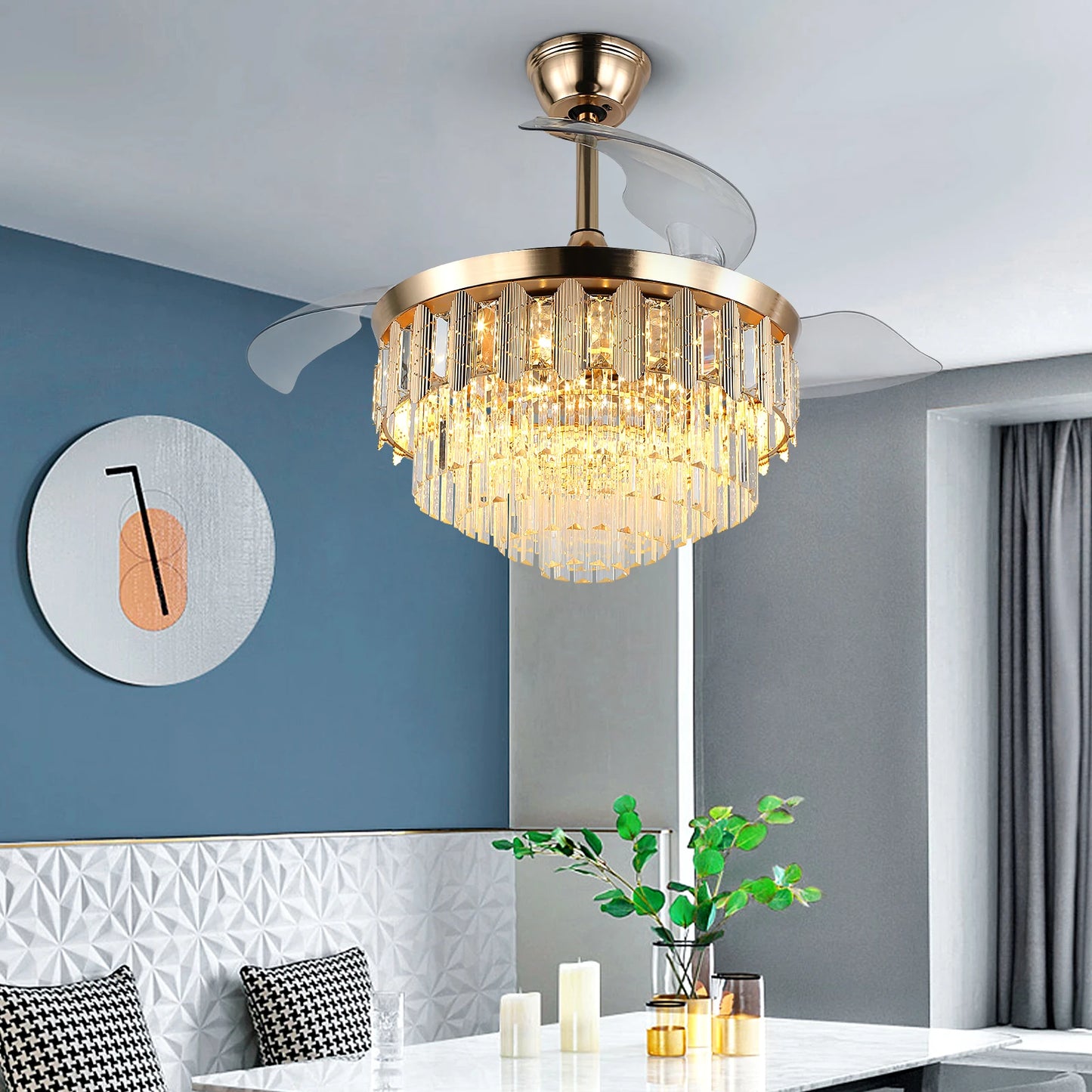 Vetrulus Modern Led Ceiling Fan With Remote And Light