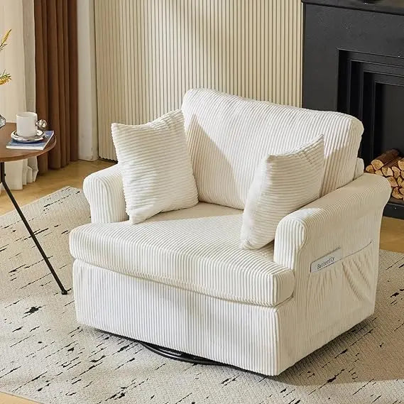 DAFIFY Oversized Swivel Barrel Accent Chair Upholstered Corduroy Armchair