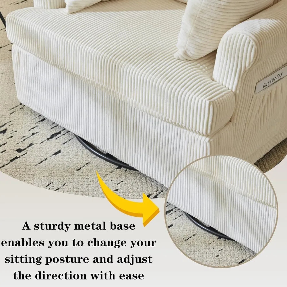 DAFIFY Oversized Swivel Barrel Accent Chair Upholstered Corduroy Armchair