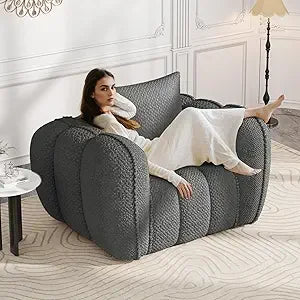 Pumpkin Shaped Accent Chair Upholstered Lounge Chair