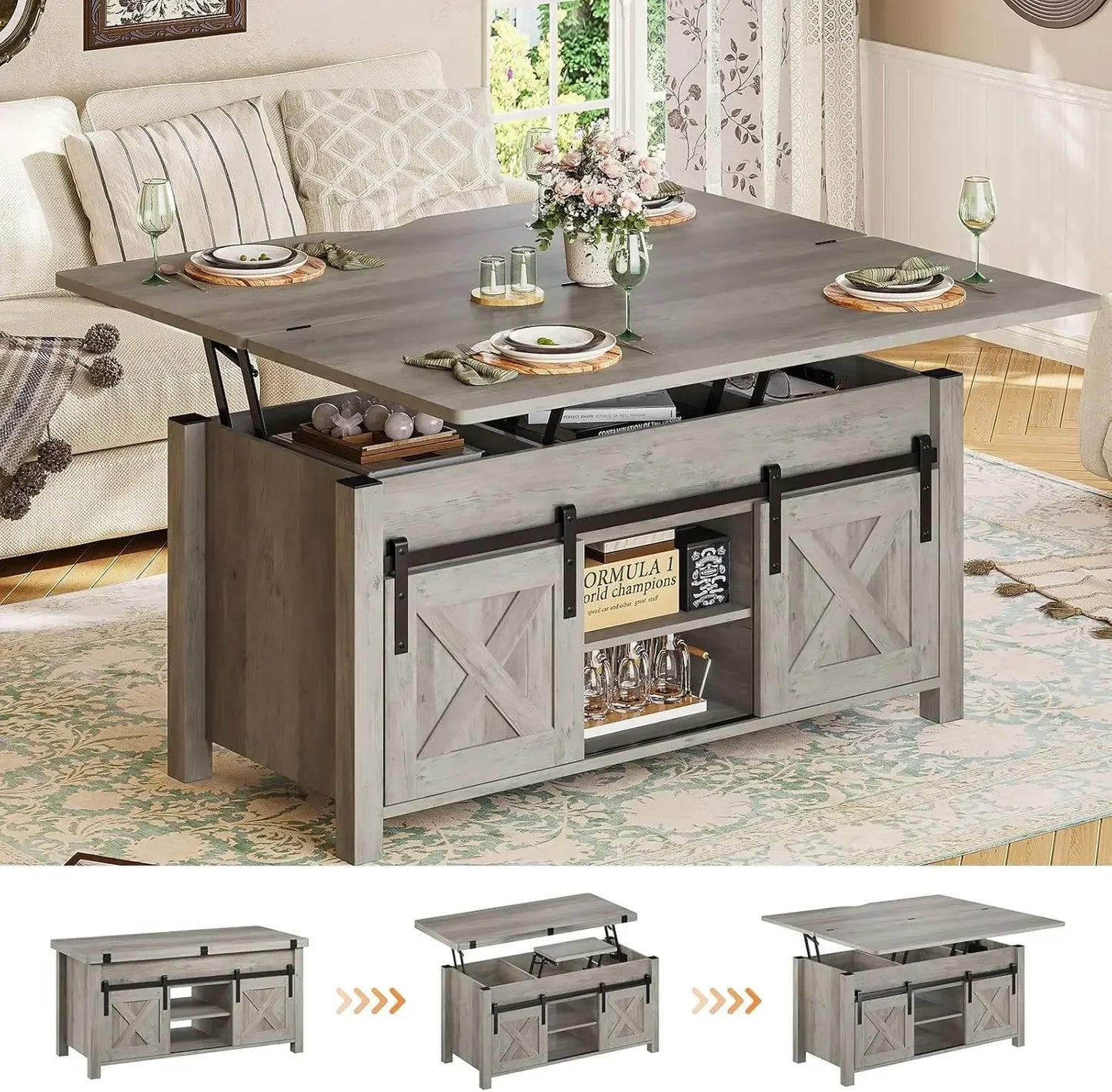 General Use Lift Top Coffee Table Hidden Compartment