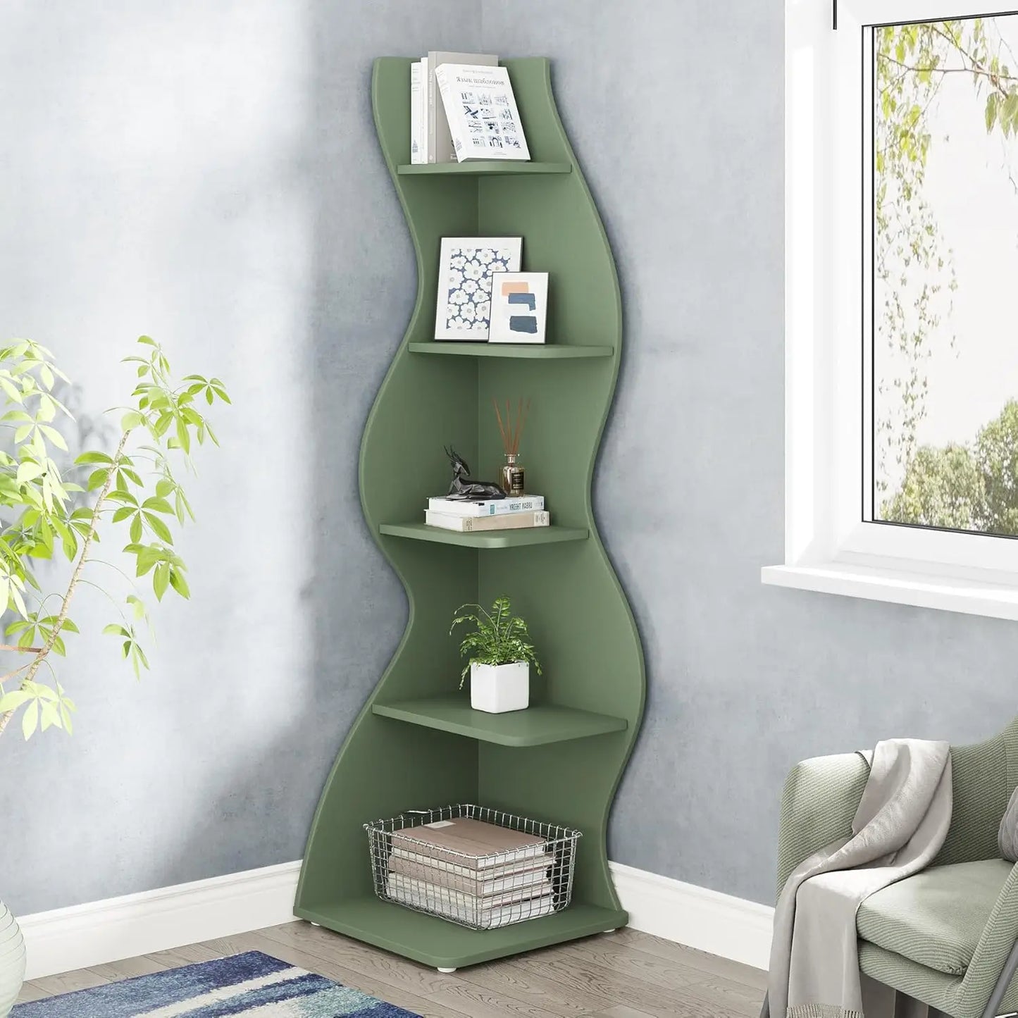 Little Tree 5 Tier Corner Bookshelf Bookcase Plant Stand
