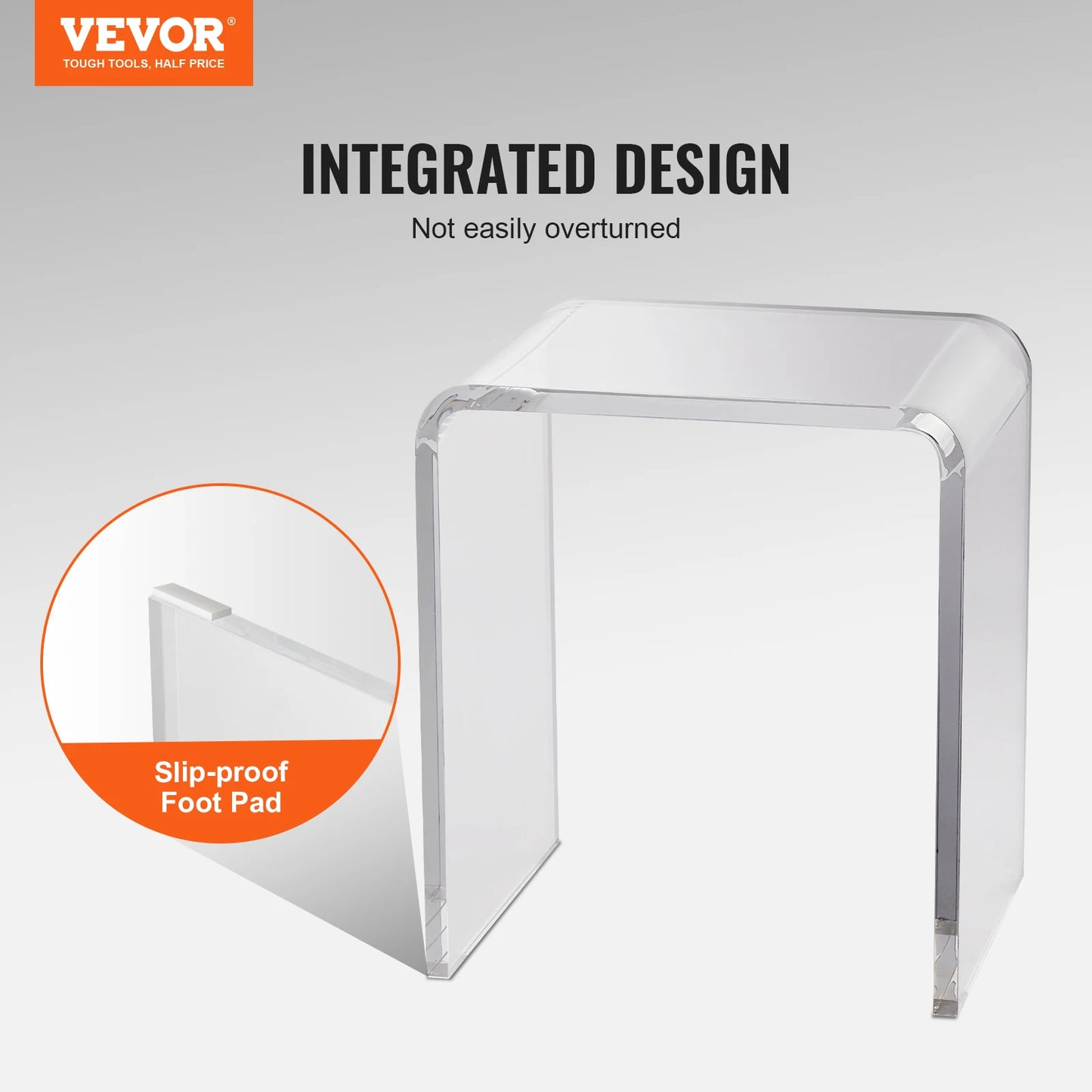 SucceBuy Acrylic End Table C Shaped Lucite Side Table