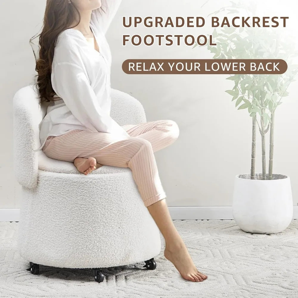 Angduo Velvet Storage Ottoman Vanity Stool With Wheels