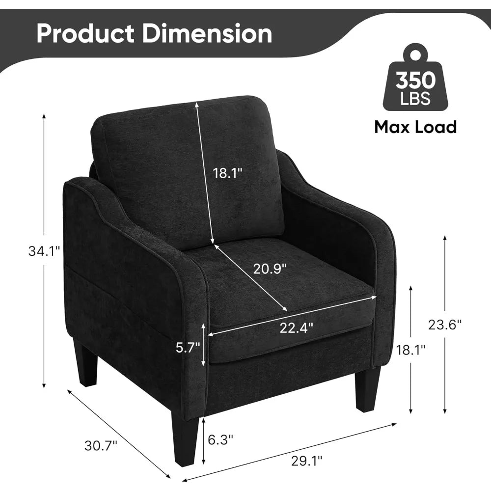HUANZHUANG Modern Accent Chair Upholstered Armchair Pockets