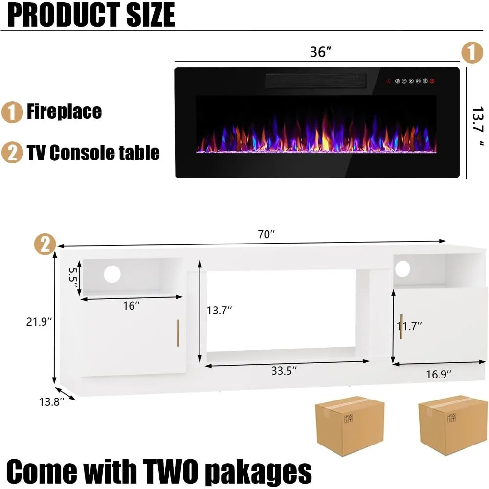 Electric Fireplace TV Stand With LED Lighting Entertainment