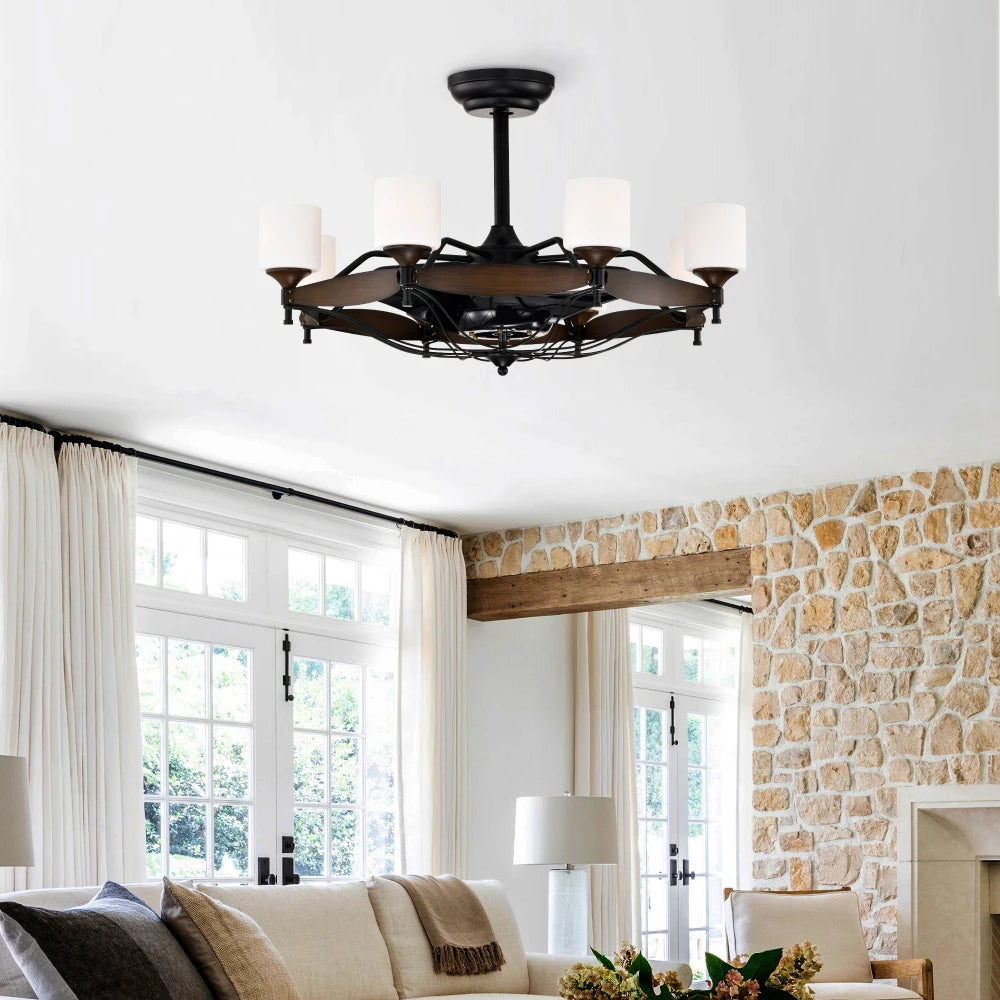 Filler Ceiling Fan Light Remote Control With Wood Grain