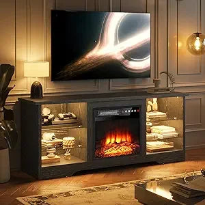 Electric Fireplace TV Stand With LED Lighting Entertainment