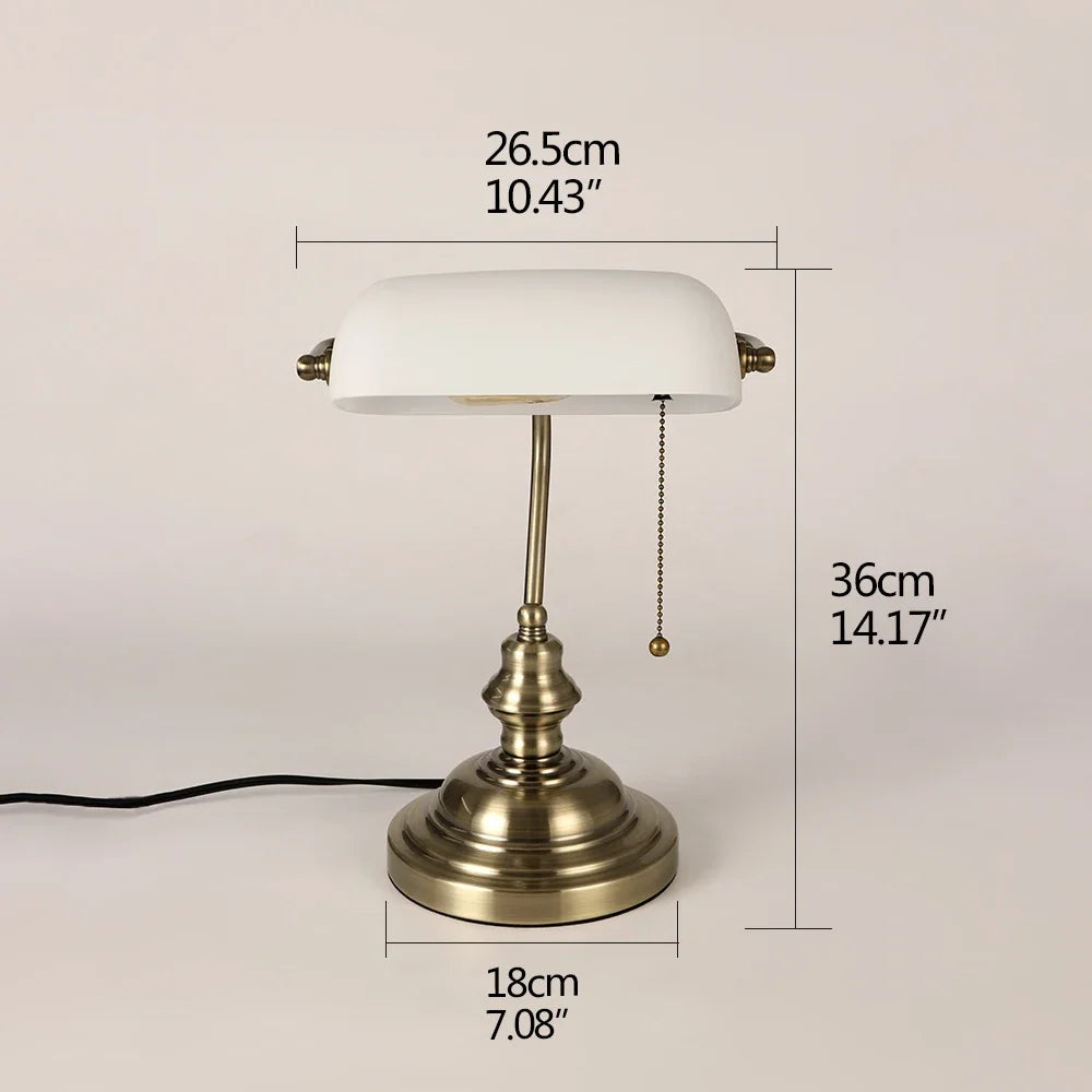 Newrays Glass Banker’s Desk Lamp with Zipper Switch