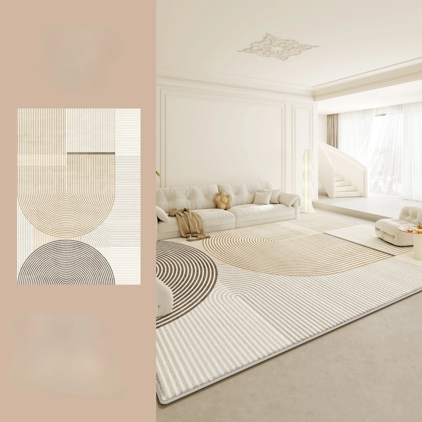 NONED Plush Wilton Area Rug For Living Room Soft Comfort