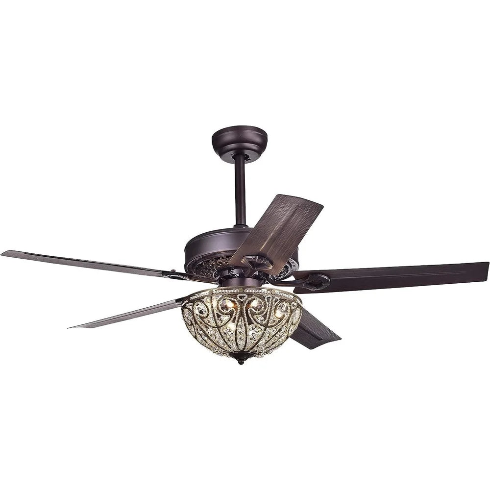 XMSJ 5 Blade Brushed Nickel Ceiling Fan With Remote
