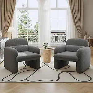 DAFIFY Modern Chenille Upholstered Accent Chair Set Of 2