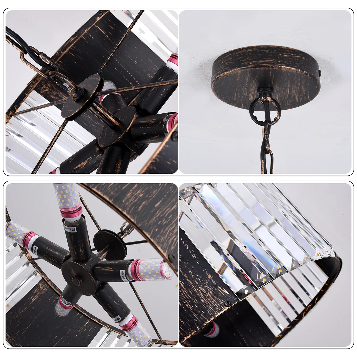 Vetrulus Modern Black Crystal Pendant Chandelier Light