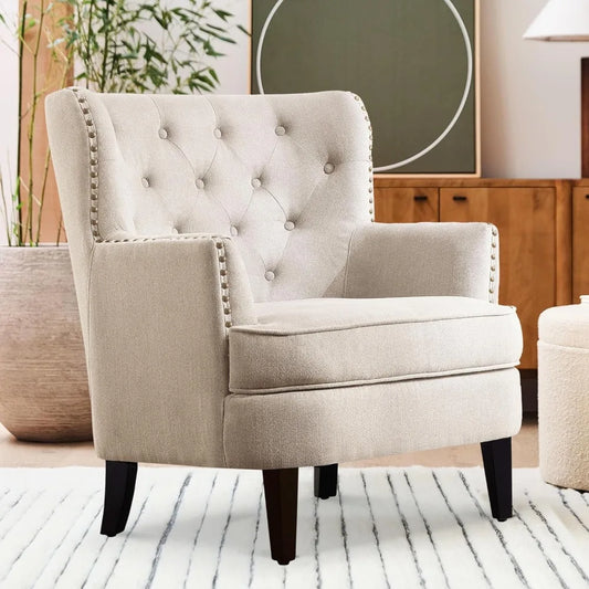 DAFIFY Harris Velvet Upholstered Club Chair Tufted Wingback