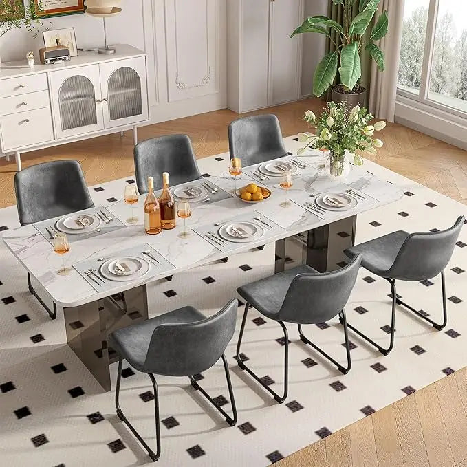 GUANGBAI Modern PU Leather Armless Dining Chairs Set of 6