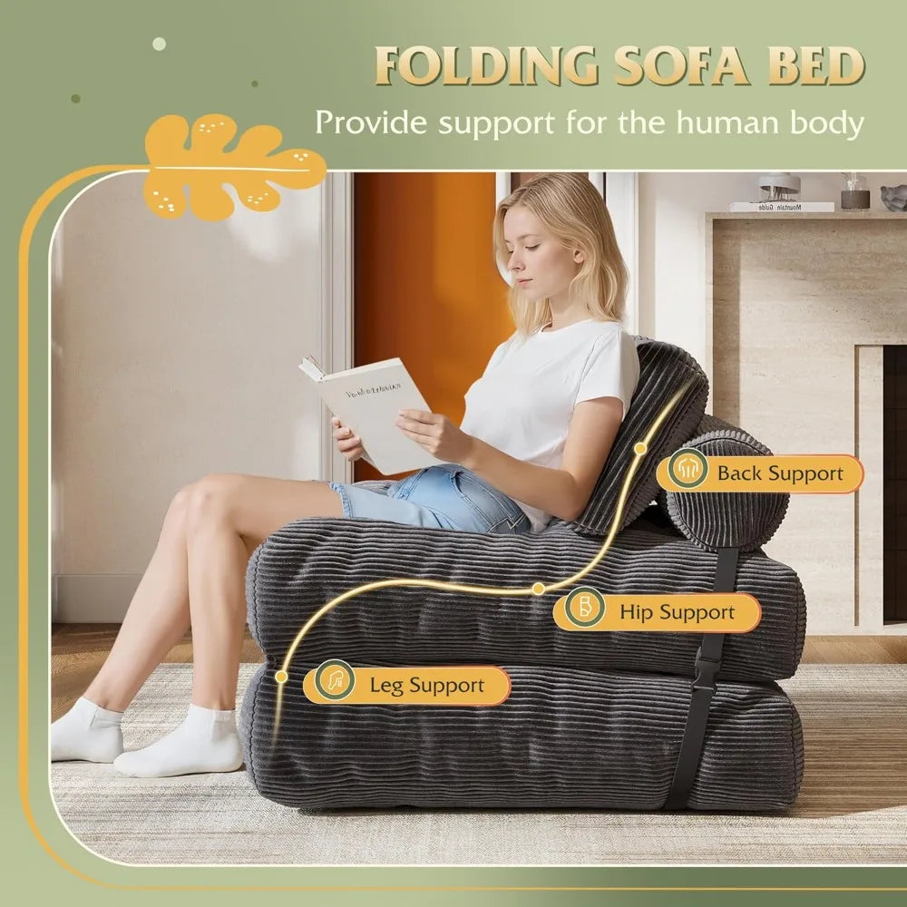 Hign Concerned Bean Bag Chair With Backrest Corduroy Lounge