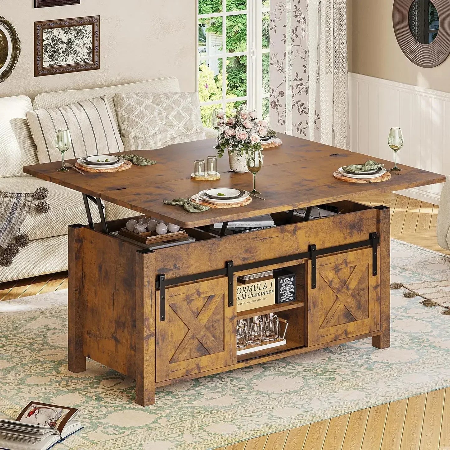 General Use Lift Top Coffee Table Hidden Compartment