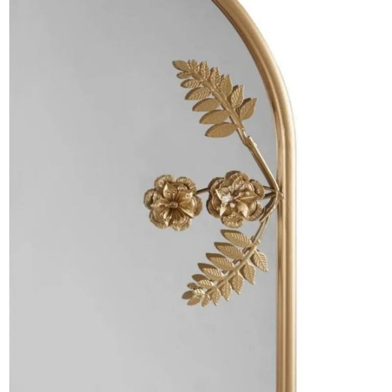 Adaline Arched Metal Floral Wall Mirror With Iron Frame