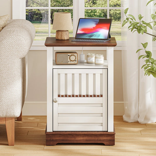 Furgle Rustic Nightstand Farmhouse End Table With Charging
