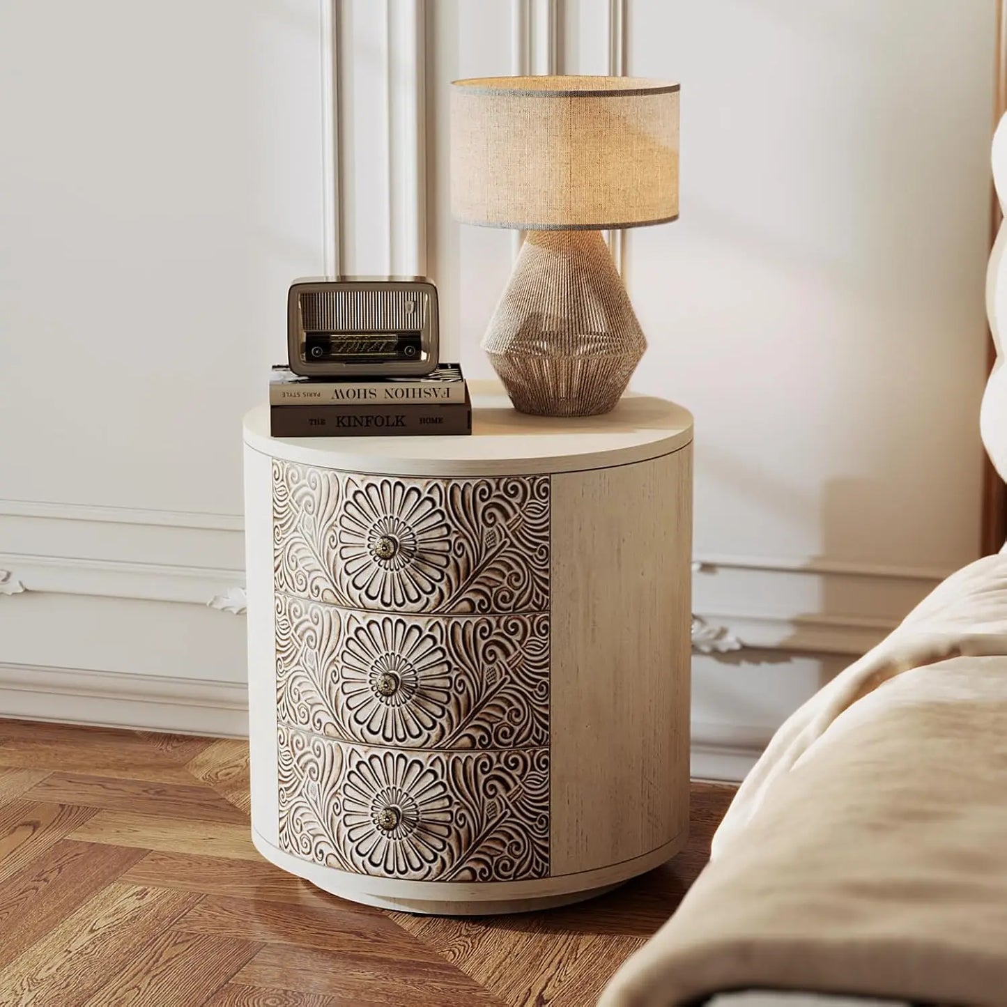 General Vintage Nightstand Two Drawer Farmhouse Night Table