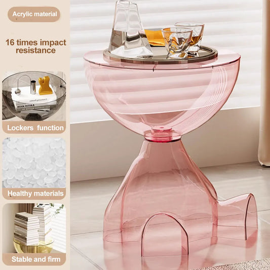 Transparent Round Coffee Table Modern Minimalist Plastic