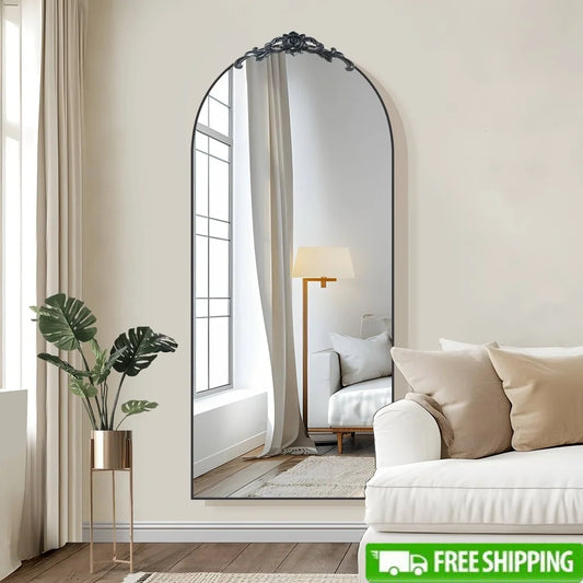 XMSJ Arched Full Length Aluminum Alloy Floor Mirror Shatterproof